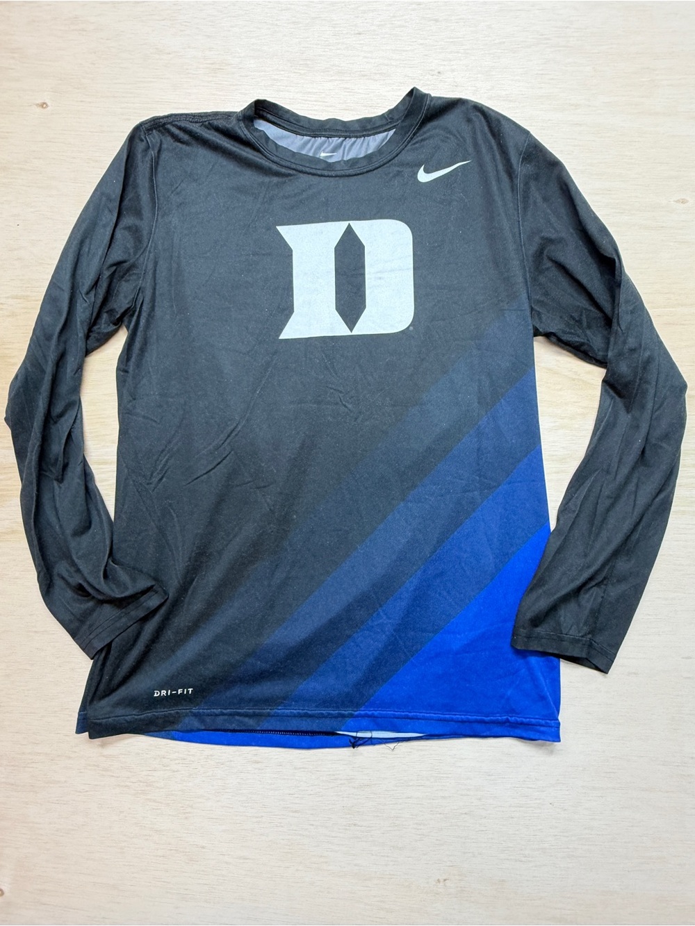 Nike Dri-Fit Duke Blue Devils Long Sleeve Shirt L NCAA Basketball Training Tee